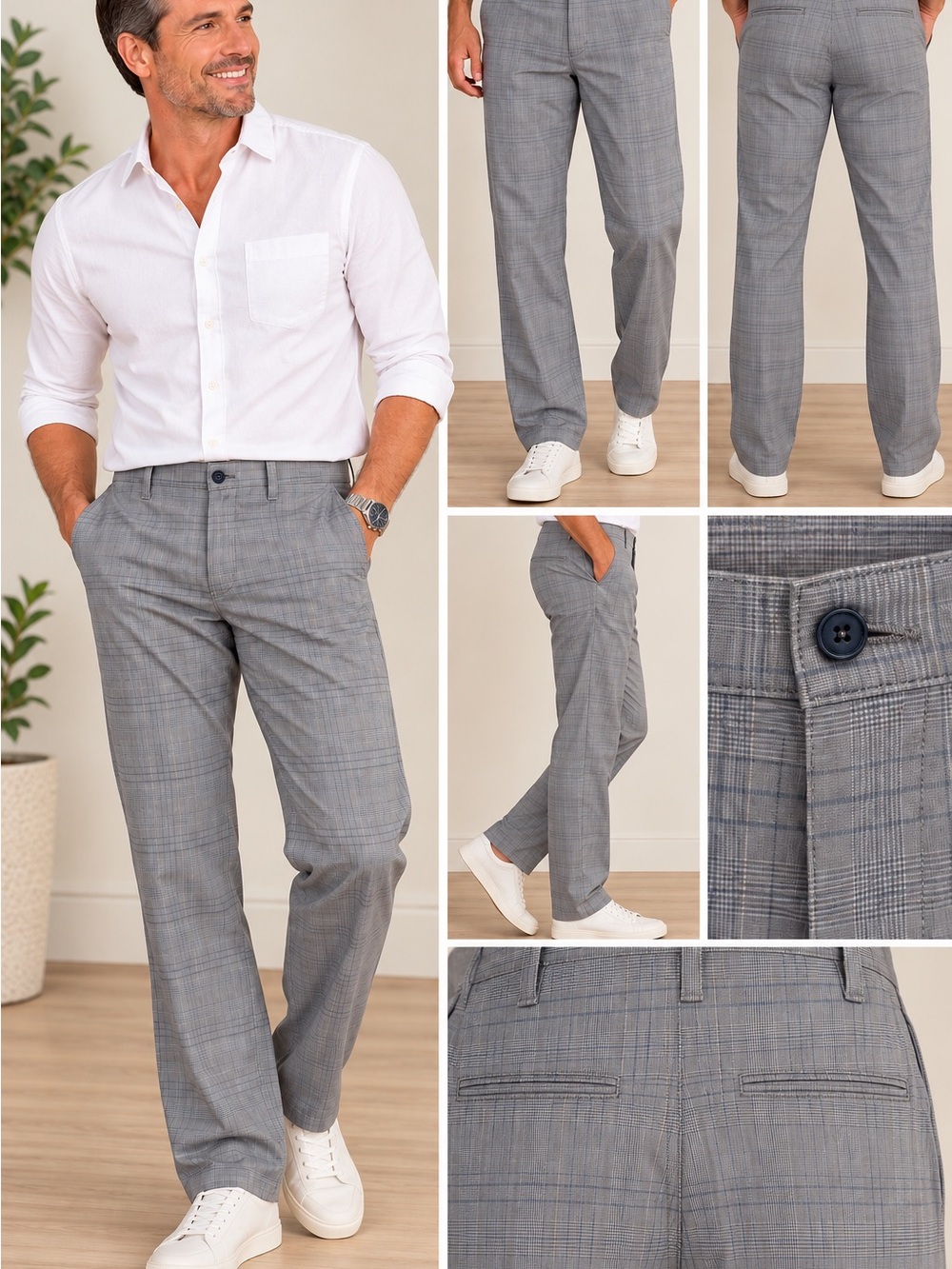 Tommy Bahama New Men's Gray Plaid Dress Pants